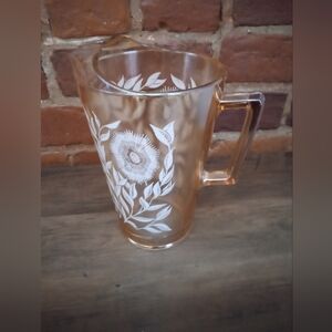 Vintage Peach Carnival Glass Pitcher